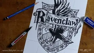 Drawing the Ravenclaw Coat of Arms Hogwarts School House Shield from Harry Potter timelapse