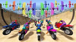 Rainbow Spiderman vs Longest Ramp in GTA 5 - Jumping from Highest in GTA 5 #1