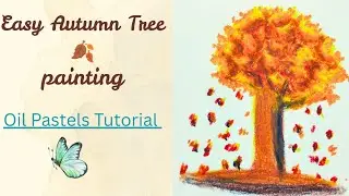 🍂Easy Autumn Tree Drawing With Oil Pastel Tutorial for Beginners #art #oilpastel 