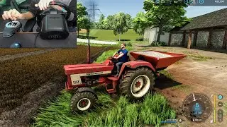 Manual gearbox + Thrustmaster T248 view driving and working with old 554 ih tractor