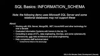 SQL Basics: Information Schema (Tables)