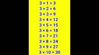 Table of 3 | Three ka table | 3 Ka Table | Times Tables | math table tv | 3 Ki Table