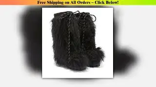 Winter Warming Girls Black Full Wool Fur Thick Heel Short Boots Woman Round Toe 100 mm Hidden