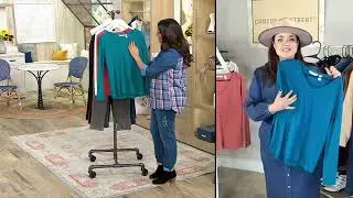 Denim & Co. Canyon Retreat Raw Edge Long Sleeve V-Neck Top on QVC