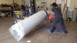 Cut Carpet roll with chain saw