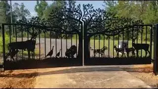 Custom Metal Gates by JDR Metal Art and Innovative Fence Solutions | Tree and Animals Design