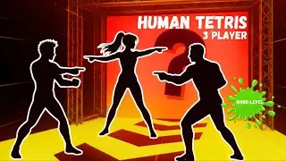 Human Tetris х 3 Player Co-op! Can You Fit The Shape? HARD LEVEL !ADULT EDITION!!