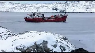 Ocean Research ship north of Greenland in Arctic ocean
