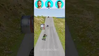 Neymar Jr & Lionel Messi Vs Cristiano Ronaldo - GiantBollard #35 #beamngdrive