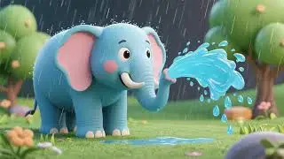 Elephant Sprays Blue Water Rain | Fun Animal Song for Kids | Color & Water Play