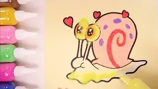 🎨Coloring 'Gary the snail🐌' with color sand｜Painting｜Animation