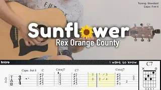 Sunflower - Rex Orange County | Fingerstyle Guitar | TAB + Chords + Lyrics