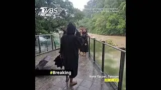Heavy rain triggers rare waterfall surge in northern Taiwan #十分瀑布 #颱風