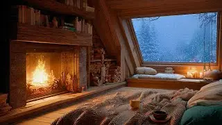 Fireplace & Snow View ❄️ Warm Crackling Fire Sounds for Relaxation & Focus
