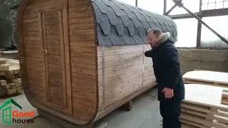 Обзор бани-бочки 3,5 метра квадро г.Вологда