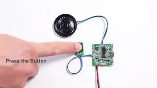 Sound module button activated, for music greeting card