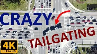 Traffic Intersection Drone View - 4K