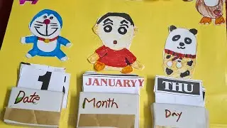Happy New Year 2026 Calendar Making for Kids - Shinchan Doaremon Minions