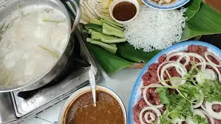 Bò nhúng mẻ cuốn bánh tráng rau sống | NGÂN NGUYỄN 
