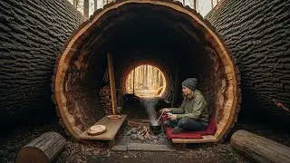 I Built a Hidden Modern Shelter Inside a Massive Hollow Tree No One Could Find