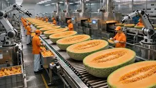 Inside a Modern Cantaloupe Factory From Whole Melons to Melon Pur&eacute;e Base Full Process