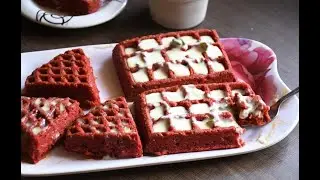Red Velvet Waffles Recipe - Eggless Version