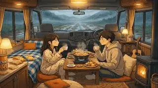 A Rainy Day in Our Mobile Home | Cozy Moments Together (Ghibli-Style)