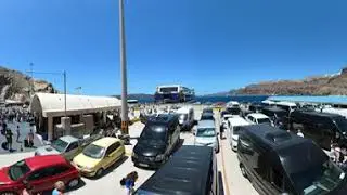 360° - Santorini Hafen Ankunft Fähre 2022 - Taxi & Busse, Autoverleih, Essen & Trinken, Parkplätze