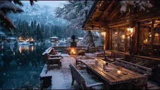 Calm Winter Jazz at Lakeside Cafe Ambience ⛄ Smooth Jazz Background Music for Work, Study