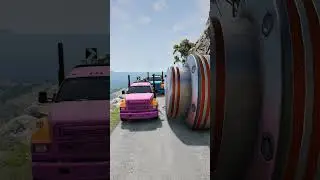 Trucks VS Giant Pit Bollards - BeamNG.drive || Beamng Boom ||