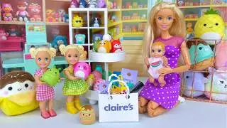 Barbie Doll Family Claire's and Squishmallows Shopping!