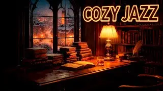 Cozy Jazz & Winter Library Ambience ❄️ Relaxing Smooth Jazz Music for Study, Work, Sleep