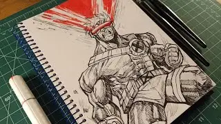 [ASMR] How To Draw Cyclops | Ink Drawing Tutorial | Marvel X-Men