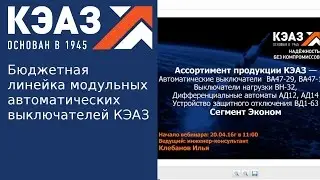 Вебинар. Бюджетная линейка модульных автоматических выключателей КЭАЗ