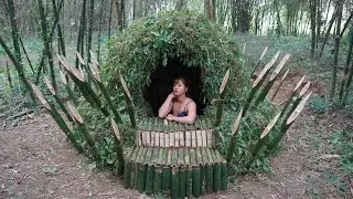 (TIMELAPSE) 7 Days of Survival in a Camouflage Shelter /Building/Cooking/Surviving