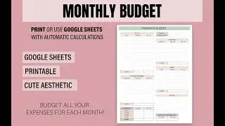 Monthly Budget Tutorial | Google Sheets Template
