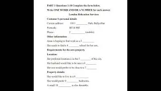 IELTS listening real exam test with answers | Part 1 London Relocation Services