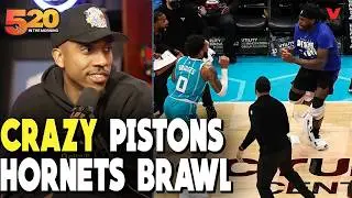 Jeff Teague REACTS to CRAZY NBA FIGHT in Pistons-Hornets game between Isaiah Stewart & Miles Bridges