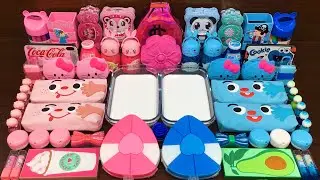 PINK vs BLUE ! Mixing Random Things into GLOSSY Slime ! Satisfying Slime Video #165