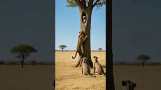 Can the leopards reach the monkey hiding in the tree hollow?