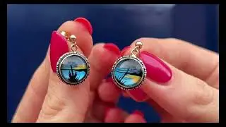 Art Deco Silver Butterfly Wing Palm Tree Earrings, 9ct Gold Studs Signed T.L.Mott #X0133