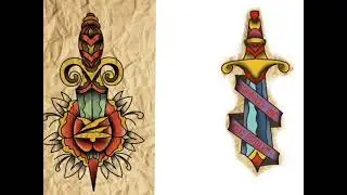 Traditional dagger tattoo flas sheet #tattoo #oldschooltattoo #tattooflashsheet #tiktoktattoo