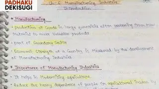 CBSE Class 10 Geography | Chapter 6 Manufacturing Industries | Handwritten Notes | NCERT