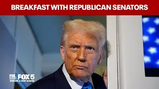 President Donald Trump delivers remarks at breakfast with Republican senators