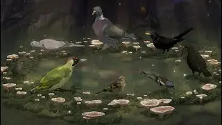Whimsical garden bird fairy ring reunion