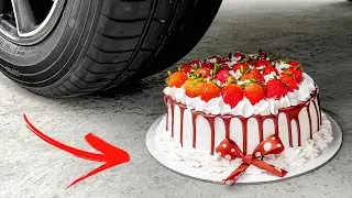 EXPERIMENT CAR vs CAKE! Crushing Crunchy & Soft Things with Car ASMR! HP Crunchy