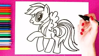 How To Draw Rainbow Dash My Little Pony Step By Step - MLP Coloring Pages + Drawing For Kids