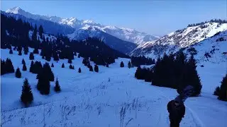Спуск с Кок Жайляу на досках,  5 января 2026 г.