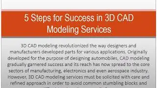 5 Steps for Success in 3D CAD Modeling Services
