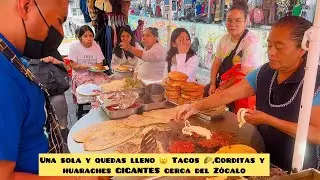 Una sola y quedas lleno 😮 Tacos 🌮,Gorditas y huaraches GIGANTES cerca del Zócalo#mexico#food#travel